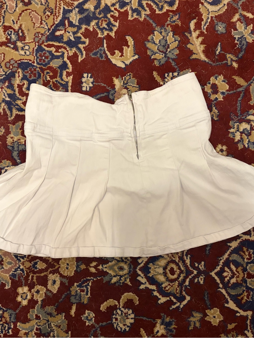 Signature White Flared Mini Skirt with Front Zip